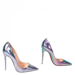 Pre Owned Christian Louboutin Scarabe Leather & Mesh So Kate Pumps Size 37