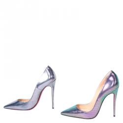 Pre Owned Christian Louboutin Scarabe Leather & Mesh So Kate Pumps Size 37