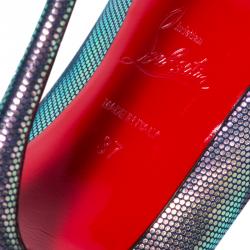 Pre Owned Christian Louboutin Scarabe Leather & Mesh So Kate Pumps Size 37