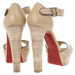 Pre Owned Christian Louboutin Woodaola Platform Sandals Size 38