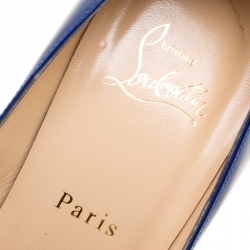 Pre Owned حذاء كعب عالي كريستيان لوبوتان مقدمة مفتوحة فلو جلد لامع أصفر مقاس 36.5