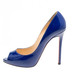 Pre Owned حذاء كعب عالي كريستيان لوبوتان مقدمة مفتوحة فلو جلد لامع أصفر مقاس 36.5