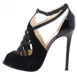 Pre Owned Christian Louboutin Carlota Leather and Suede Sandals 39