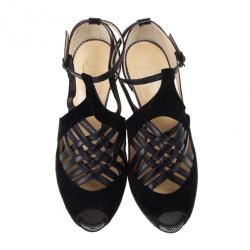 Pre Owned Christian Louboutin Carlota Leather and Suede Sandals 39