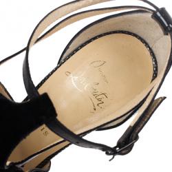 Pre Owned Christian Louboutin Carlota Leather and Suede Sandals 39
