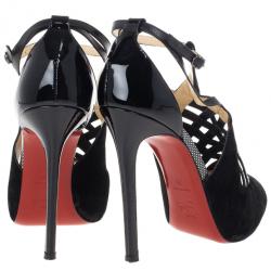 Pre Owned Christian Louboutin Carlota Leather and Suede Sandals 39