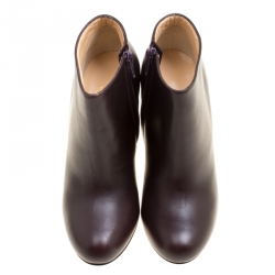 Pre Owned Christian Louboutin Dark Brown Leather Belle Ankle Boots Size 37