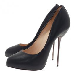 Pre Owned حذاء كعب عالي كريستيان لوبوتان بيج ليبس جلد أسود مقاس 37.5