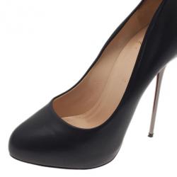 Pre Owned حذاء كعب عالي كريستيان لوبوتان بيج ليبس جلد أسود مقاس 37.5