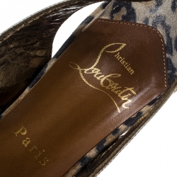 Pre Owned Christian Louboutin PVC Eco Trash Peep Toe Platform Slingback Sandals Size 38