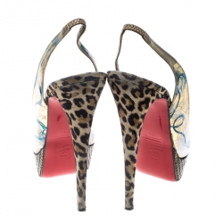 Pre Owned Christian Louboutin PVC Eco Trash Peep Toe Platform Slingback Sandals Size 38