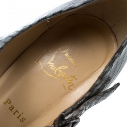Pre Owned Christian Louboutin Grey Snakeskin Leather Lady Daf Mary Jane Platform Pumps Size 39.5