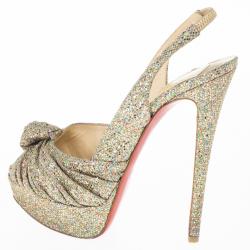 مملوكة مسبقًا Christian Louboutin Glittered Jenny Platform Slingback Sandals Size 36.5