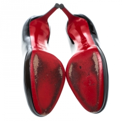 مملوكة مسبقًا حذاء كعب عالي كريستيان لوبوتان نيوفيلو جلد أسود لامع نعل سميك مقاس 37.5