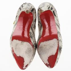 Pre Owned Christian Louboutin Python Lady Peep Toe Platform Pumps Size 37