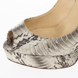 Pre Owned Christian Louboutin Python Lady Peep Toe Platform Pumps Size 37