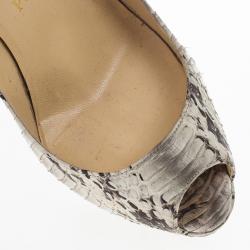 Pre Owned Christian Louboutin Python Lady Peep Toe Platform Pumps Size 37