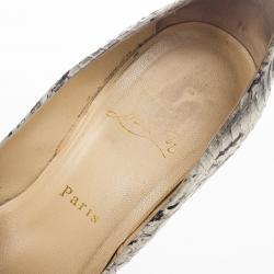 Pre Owned Christian Louboutin Python Lady Peep Toe Platform Pumps Size 37