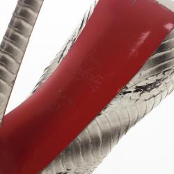 Pre Owned Christian Louboutin Python Lady Peep Toe Platform Pumps Size 37