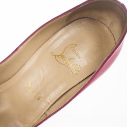 Pre Owned Christian Louboutin Pink Patent Lady Peep Toe Platform Pumps Size 37