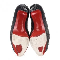 Pre Owned Christian Louboutin Black Python Altadama Peep Toe Platform Pumps Size 37