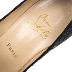 Pre Owned Christian Louboutin Black Python Altadama Peep Toe Platform Pumps Size 37