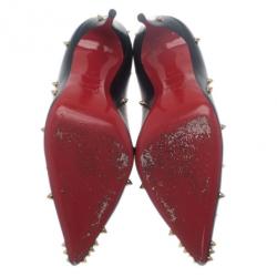 Pre Owned Christian Louboutin Black Leather Degraspike Pumps Size 38