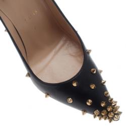 Pre Owned Christian Louboutin Black Leather Degraspike Pumps Size 38