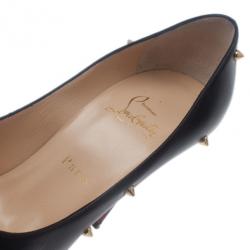 Pre Owned Christian Louboutin Black Leather Degraspike Pumps Size 38