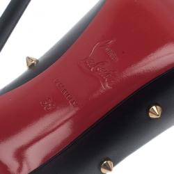 Pre Owned Christian Louboutin Black Leather Degraspike Pumps Size 38