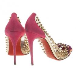 Pre Owned Christian Louboutin Studded PVC Bille Et Boule Bow Pumps Size 38