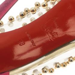 Pre Owned Christian Louboutin Studded PVC Bille Et Boule Bow Pumps Size 38