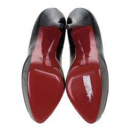 Pre Owned Christian Louboutin Black Leather Lady Peep Platform Pumps Size 41