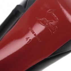 Pre Owned Christian Louboutin Black Leather Lady Peep Platform Pumps Size 41