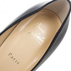 Pre Owned Christian Louboutin Black Leather Lady Peep Platform Pumps Size 41