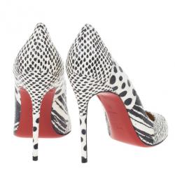 Pre Owned Christian Louboutin Black and White Watersnake Fifi Pumps Size 40