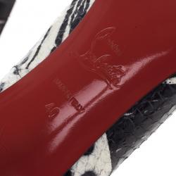 Pre Owned Christian Louboutin Black and White Watersnake Fifi Pumps Size 40