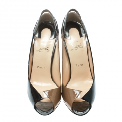 Pre Owned Christian Louboutin Tricolor Leather And PVC Technicatina Peep Toe Pumps Size 40
