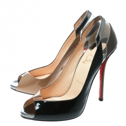 Pre Owned Christian Louboutin Tricolor Leather And PVC Technicatina Peep Toe Pumps Size 40