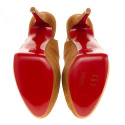 Pre Owned Christian Louboutin Brown Suede 'Alta Spritney 140' Platform Slingback Sandals Size 40