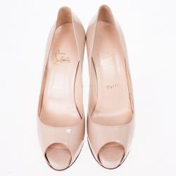 مملوكة مسبقًا Christian Louboutin Nude Patent Leather Very Prive Peep Toe Pumps Size 40