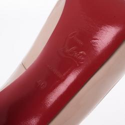 مملوكة مسبقًا Christian Louboutin Nude Patent Leather Very Prive Peep Toe Pumps Size 40