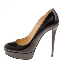 مملوكة مسبقًا Christian Louboutin Black Patent Bianca Platform Pumps Size 40