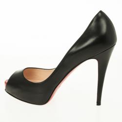 مملوكة مسبقًا Christian Louboutin Black Leather Very Prive Peep Toe Pumps Size 40