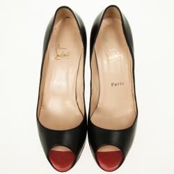 مملوكة مسبقًا Christian Louboutin Black Leather Very Prive Peep Toe Pumps Size 40