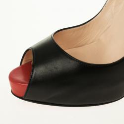 مملوكة مسبقًا Christian Louboutin Black Leather Very Prive Peep Toe Pumps Size 40