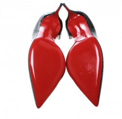 مملوكة مسبقًا Christian Louboutin Two Tone Laser Cut Patent Leather Galupump Pointed Toe D'orsay Pumps Size 37.5