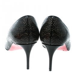 مملوكة مسبقًا Christian Louboutin Two Tone Laser Cut Patent Leather Galupump Pointed Toe D'orsay Pumps Size 37.5