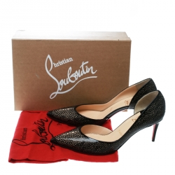 مملوكة مسبقًا Christian Louboutin Two Tone Laser Cut Patent Leather Galupump Pointed Toe D'orsay Pumps Size 37.5