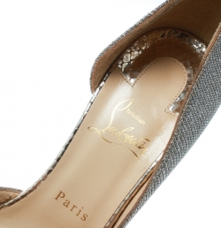 Pre Owned Christian Louboutin Metallic Glitter Lamè Fabric Iriza Pointed Toe D'orsay Pumps Size 39.5